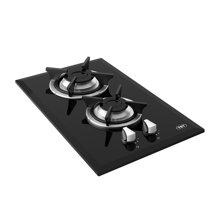 Anafe Tst A Gas Spezia 2 Hornallas Vidriado Negro Valvula Negro
