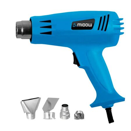 Pistola De Calor Midow Con 4 Boquillas 500° 2000w Azul