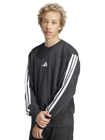 Buzo Adidas Essentials French Terry 3 Stripes Hombre Moda Negro