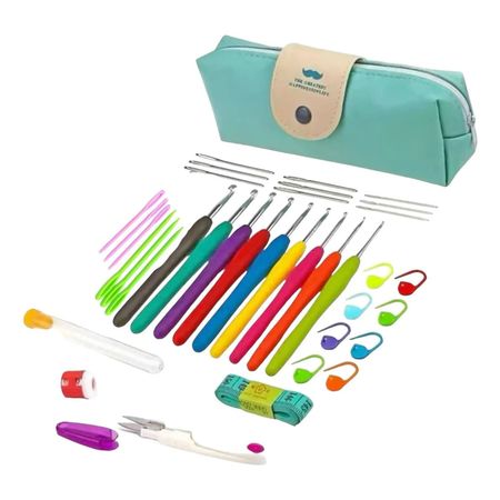 Set Crochet Kit Agujas Silicona Con Estuche 30 Piezas