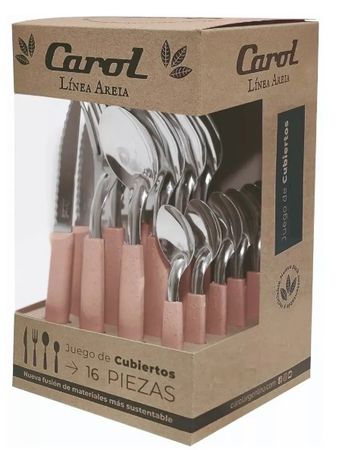 Juego De Cubiertos 16 Piezas Carol Areia Rosa ( 31116-ARR)