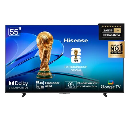 TV QLED 4K 55" HISENSE 55Q6N - UHD, SMART TV, HDMI SO GOOGLE TV NEGRO (9155Q6N)