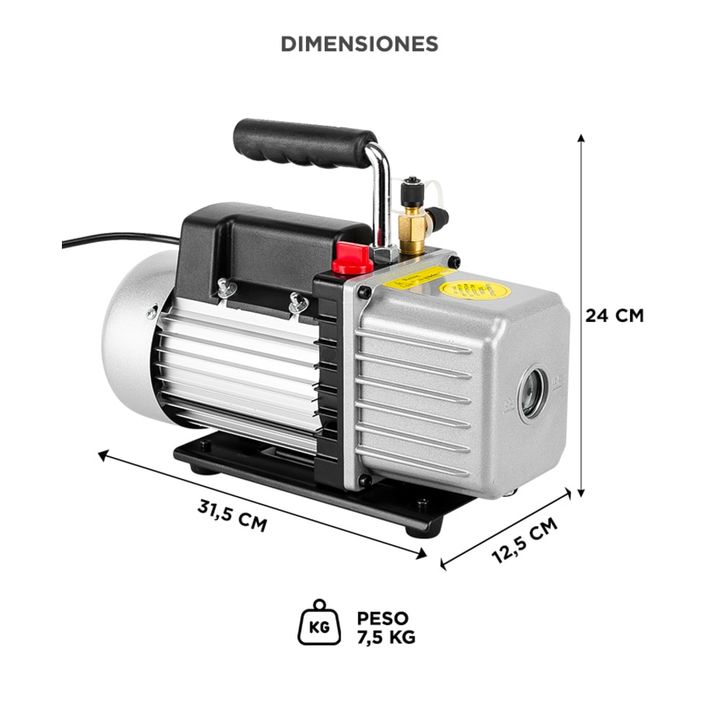 Bomba de Vacío Gadnic 120L/Min 2 CFM Dos Etapas 1720 rmin Diseño Antirretorno - Vista 6
