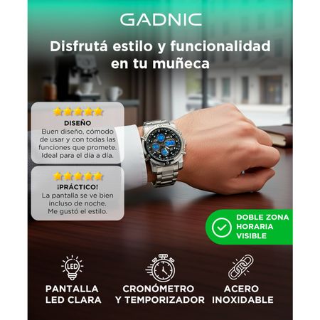 Reloj Digital Gadnic RM70F23 Acero Inoxidable Cronometro Alarma Timer
