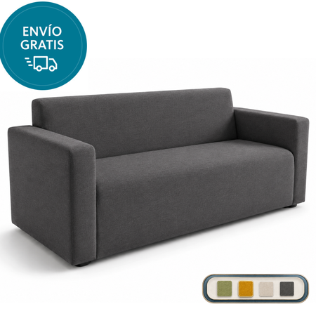 Sillon Sofa 3 Cuerpos Grafton Grafito. Moderno Lino Antimanchas