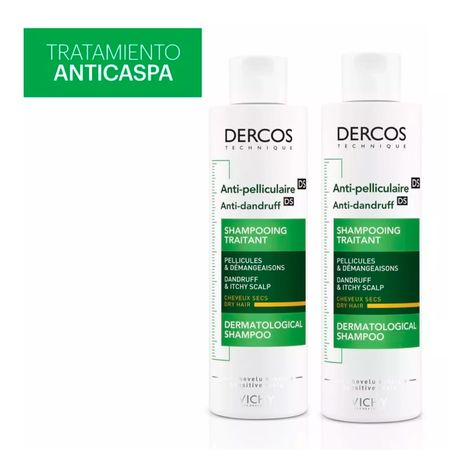 Set Dercos Shampoo Anticaspa Caspa Cabello Seco Vichy X2