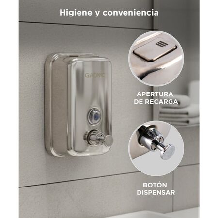 Dispenser de Jabon Liquido Gadnic Metalico Baño y Cocina 500ml