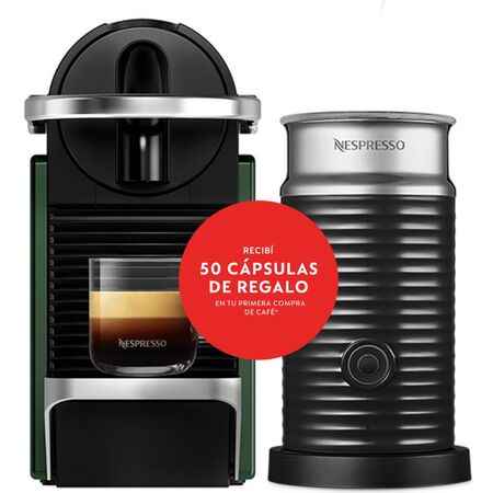 Cafetera Nespresso Pixie Green con Aeroccino A3KC62-AR-GRNE-EI