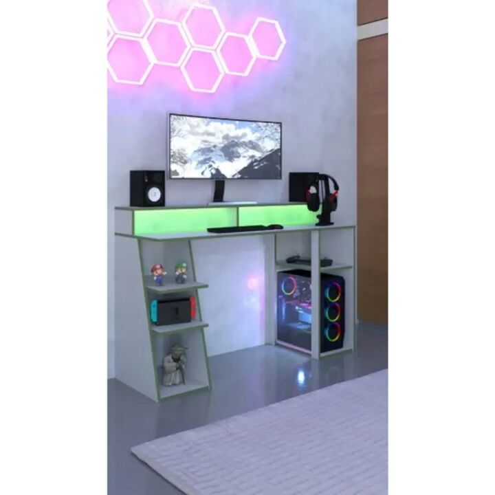 Escritorio Blanco/Verde Fiplasto Estilo Gamer ES0009 - Vista 5