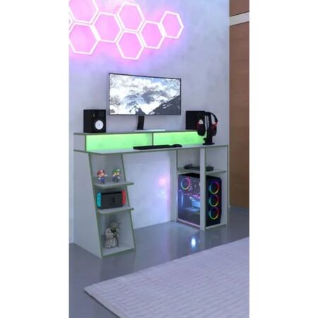 Escritorio Blanco/Verde Fiplasto Estilo Gamer ES0009