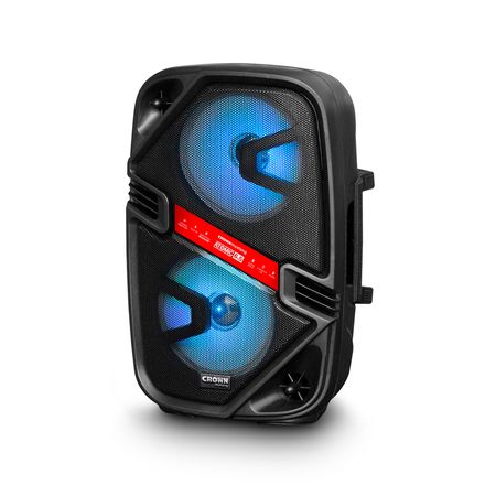 Parlante Potenciado Portatil Crown Mustang Atomic 6.5 Luces Negro Bluetooth Iluminacion Led