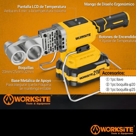 Termofusora A Bateria Inalambrica Worksite 300w 340°