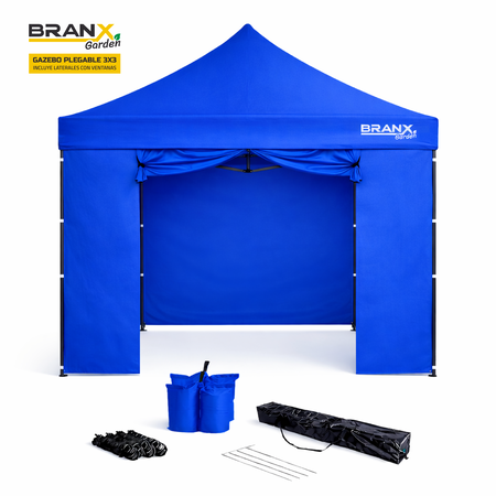 Gazebo 3x3 Metros Paredes Puerta Branx Autoarmable Plegable