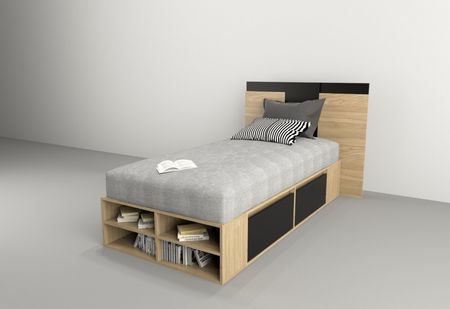 Box Juvenil 0,90m 4 Cajones Olmo F. Negro M. Tables