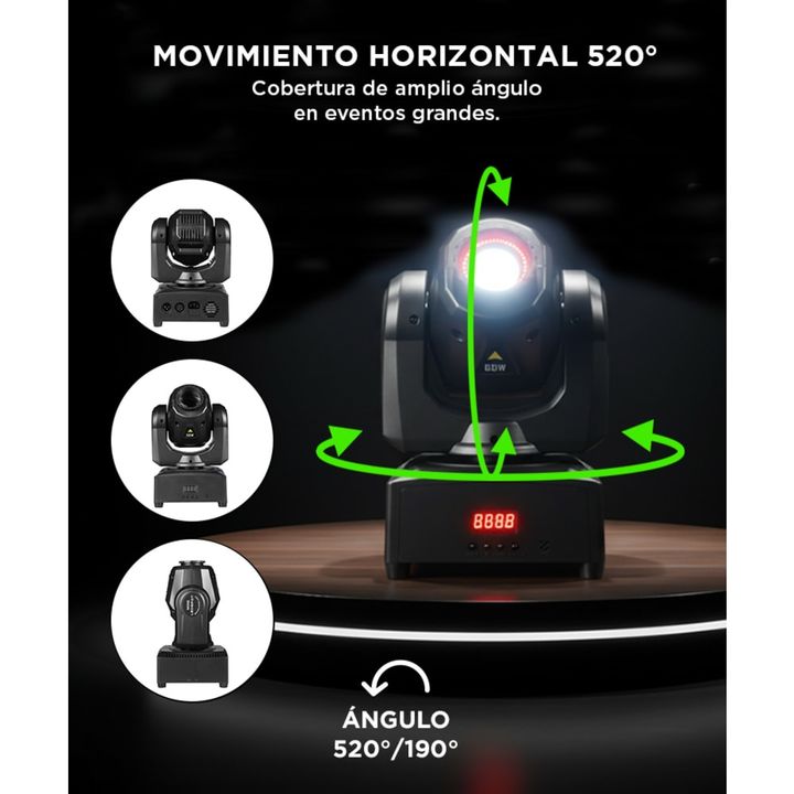 Luz LED Para DJ Gadnic Cabezal Móvil 40w Bid Dipper 220v - Vista 3