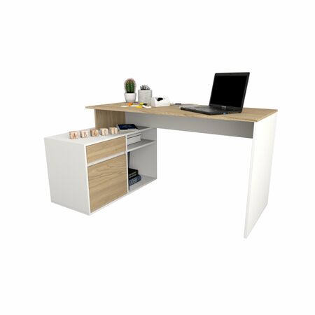 ESCRITORIO EN L BAJO PARA OFICINA DE 140 CM OLMO EVEREST