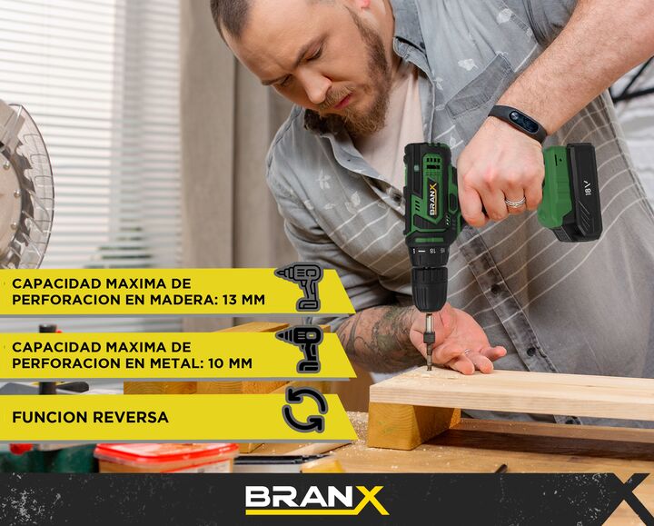 Taladro Atornillador Inalmbrico Branx Bateria 18v Litio - Vista 5