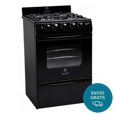 Cocina 56cm multigas Negra Escorial Master Style Luz/enc