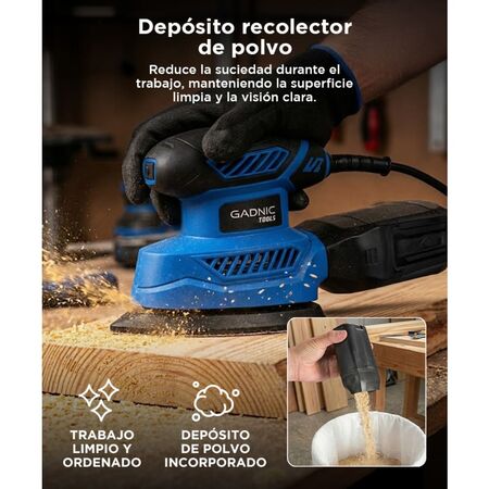 Lijadora Eléctrica Gadnic + 5 Hojas de Lija 130w 1300 rpm