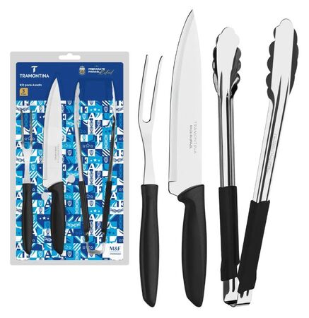 Set 3 Piezas Asado Tramontina Afa Pinza, Cuchillo y Tenedor
