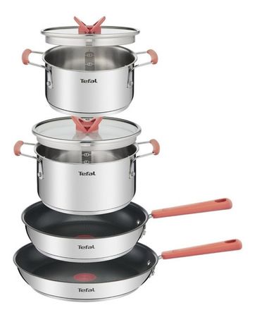 Bateria De Cocina Tefal Optispace 6 Piezas Acero Inox Antiad