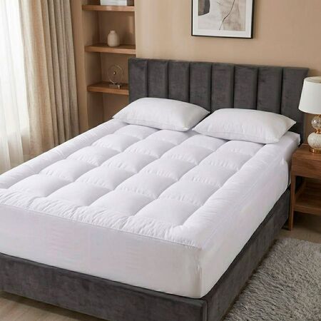 Cubre Colchon Acolchado 2 1 2 Plazas 140x190x30cm Rieti By Gadnic Espesor 5cm 600gsm Blanco Pillow Top