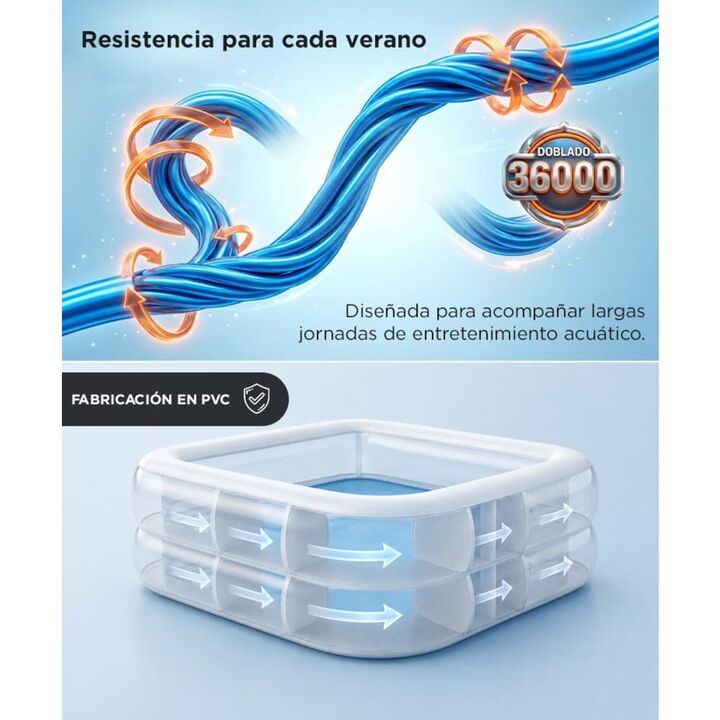 Pileta Inflable Rectangular Gadnic 855 Litros PVC 130 x 90 x 40 Cm Familiar - Vista 5