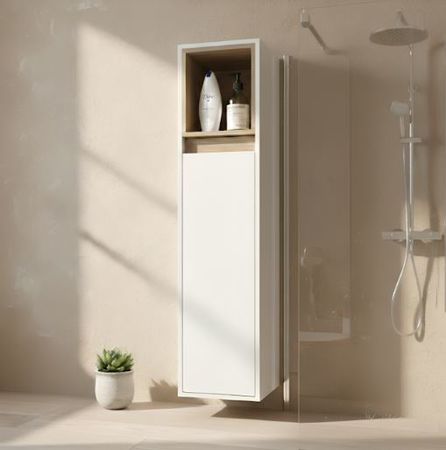 Columna Mueble Para Baño Organizador Vanitory 1 Puerta Tables 3083 Olmo Blanco