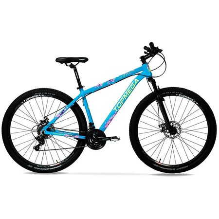 Bicicleta Mountain Bike Topmega Regal R29 Aluminio Celeste/Amarillo/Rosa Talle S