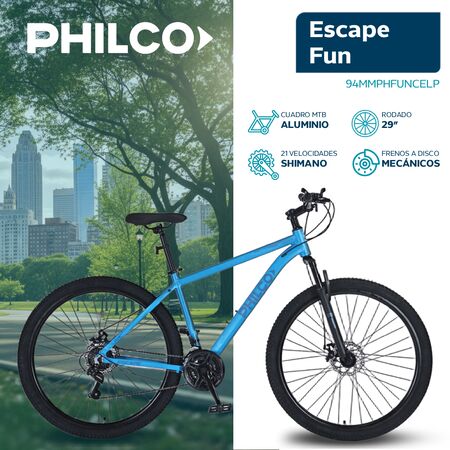 Bicicleta Philco MTB Escape Fun 21 Velocidades Rodado 29 Talle 18 Celeste MMPHFUNCELP