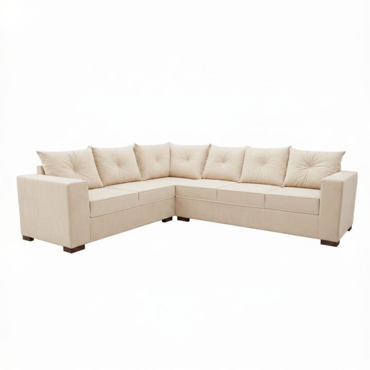 Sillon esquinero Bariloche con seis lugares color crema claro - Vista 1
