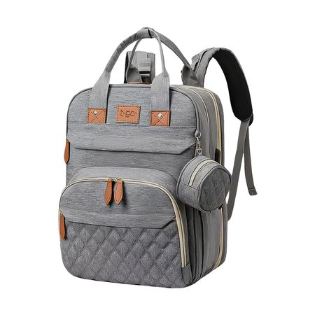 Mochila Maternal T-GO 3 En 1 Cuna Cambiador Color Gris 