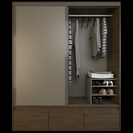 Placard Corredizo 1,80 2 Cajones 3 Zapateros Nogal L. Gris C. Tables