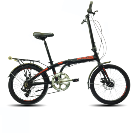 Bicicleta Plegable Raleigh CURVE- R.20"- Negro/Rojo - Cuadro de aluminio _ Frenos a disco- 6Vel.