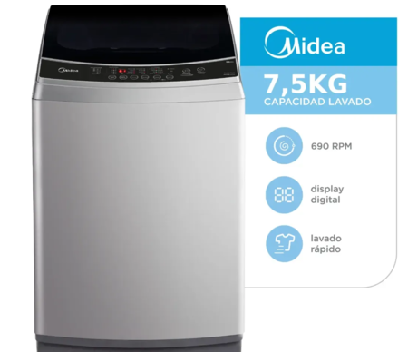 LAVARROPAS DE CARGA SUPERIOR MIDEA MLS-75GE04N COLOR GRIS