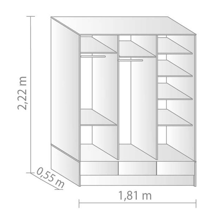 Placard Ropero Max 3 Puertas Corredizas Guardaropa Moderno 2m x 1.8m Gris Platinum - Vista 4