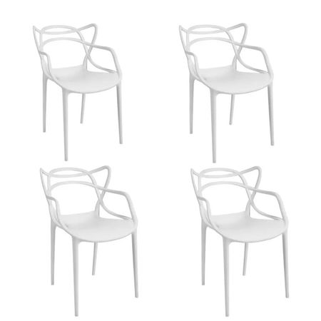 Combo X 4 Sillas Master Unican Asiento Y Respaldo Blanco