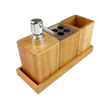 SET DE 4 ACCESORIOS PARA BAÑO BAMBU MOGAMI