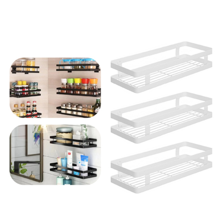 Combo Organizador De Ducha Adhesivo Waggs Repisa Multiuso X3 Blanco