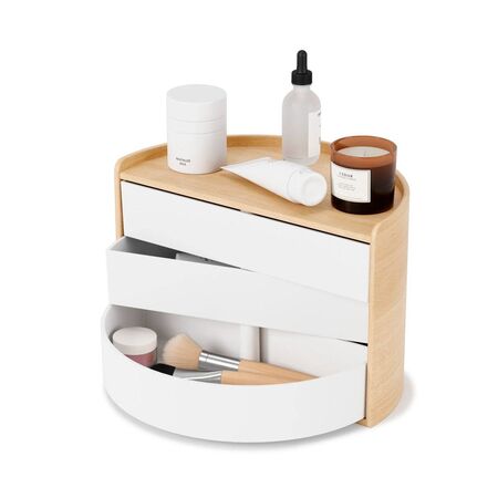 Caja Organizadora Joyero Umbra Moona Madera Natural Blanco