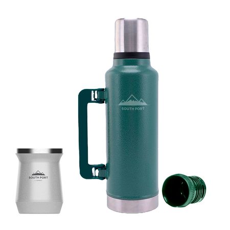 Kit de Termo Verde de 1.3L South Port con Mate Blanco de Acero Inoxidable 