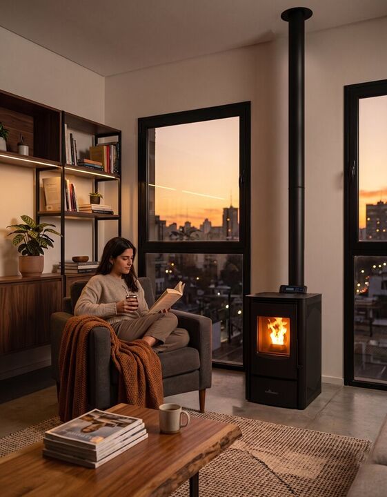 Calefactor a pellet Tromen 7KW - Vista 2