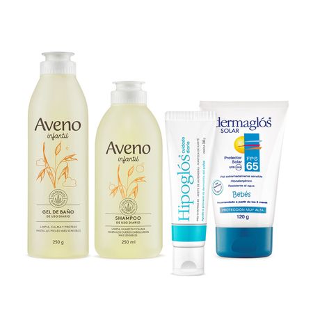Aveno Set Baño Infantil + Dermaglos Solar Fps65 + Hipoglos