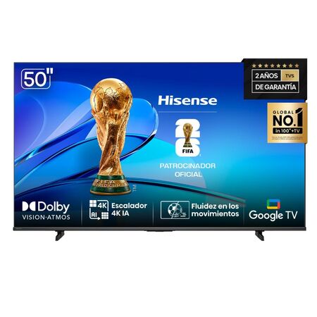 TV QLED 4K 50" HISENSE 50Q6N - UHD, SMART TV, HDMI SO GOOGLE TV NEGRO (9150Q6N)
