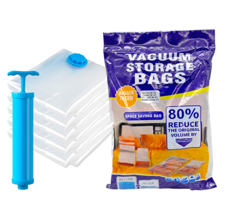 Set X5 Bolsa Ropa Al Vacio + Bomba Manual