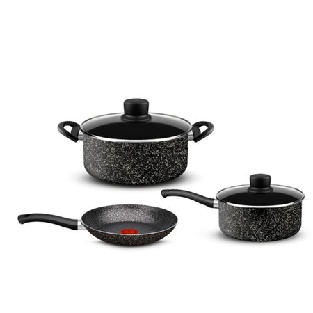 Batería T-Fal Aluminio Antiadherente 5 Piezas Stone Effect L2z1g4b81