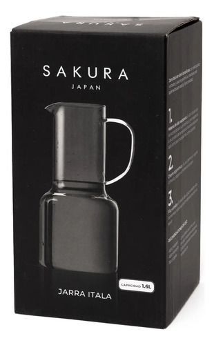 Jarra De Vidrio Sakura Itala Pearl Grey 1,6 Litros Gris - Vista 2