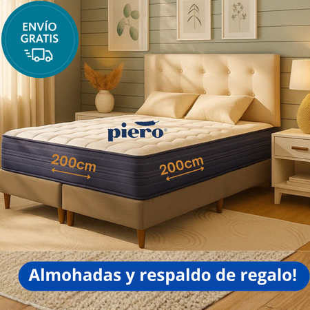 Conjunto Piero Premium Espuma 200x200. Almohadas y Respaldo de REGALO!