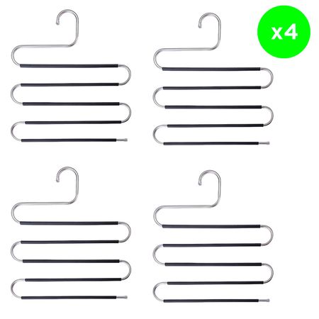 Kit x 4 Perchas Para 5 Pantalones Gadnic Metal Antideslizante