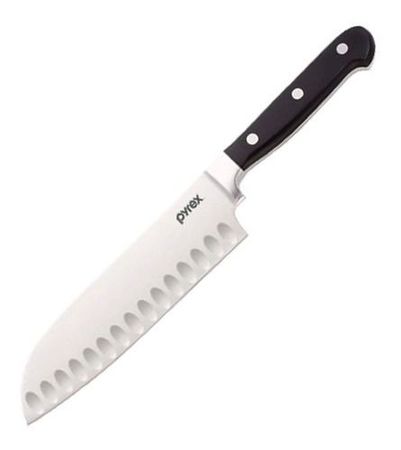 Cuchillo Cocina Pyrex Centurion Santoku 17 Cm Inox Forjado Negro